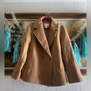 Brand New Without Tags H&M Camel Pea Coat. Size XXL.